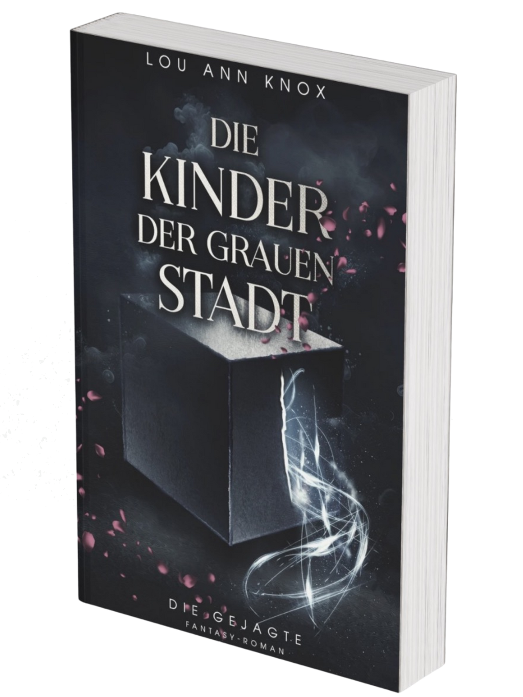 Taschenbuch ohne Klappen und Farbschnitt | Band 1 Die Kinder der Grauen Stadt – Die Gejagte | Inklusive 2 Wende-Charakterkarten (A6) & Akte Myra (A5) | signiert