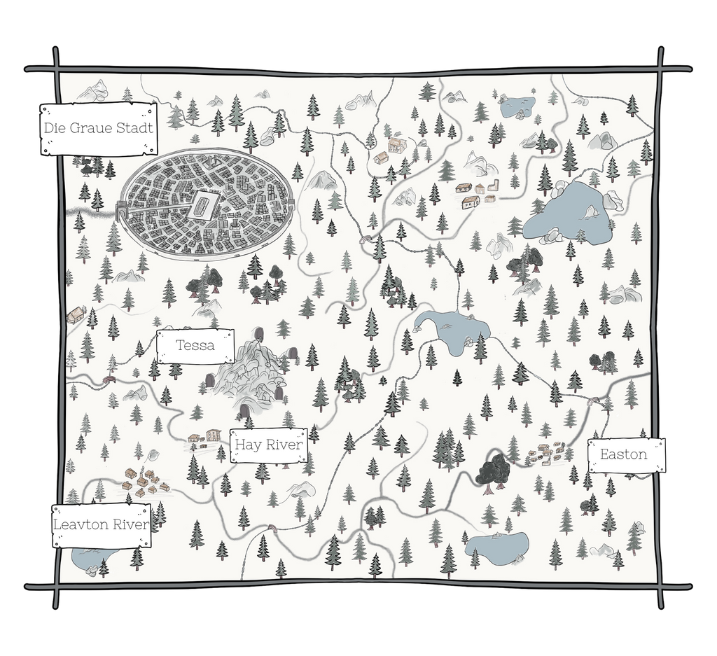 Taschenbuch ohne Klappen und Farbschnitt | Band 1 Die Kinder der Grauen Stadt – Die Gejagte | Inklusive 2 Wende-Charakterkarten (A6) & Akte Myra (A5) | signiert